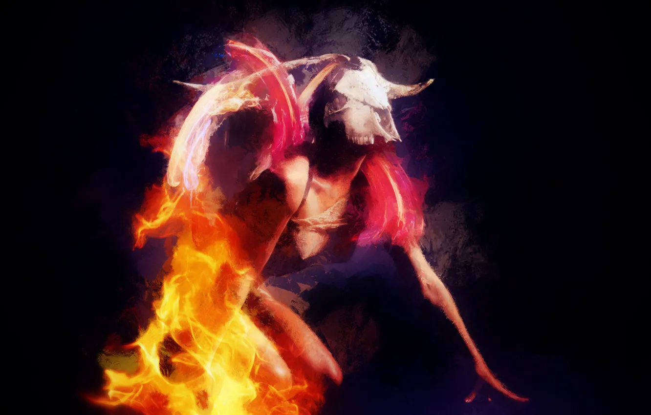 Photo wallpaper girl, rainbow, the demon