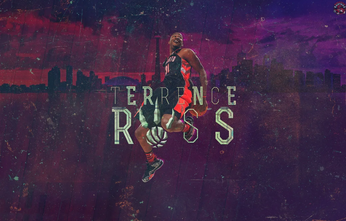 Photo wallpaper purple, sport, Basketball, NBA, Raptors, Slam Dunk, Player, Terrence Ross
