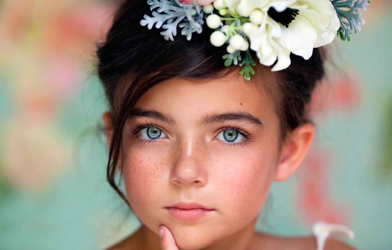 Photo wallpaper portrait, girl, freckles, child photography, Windows Into The Soul