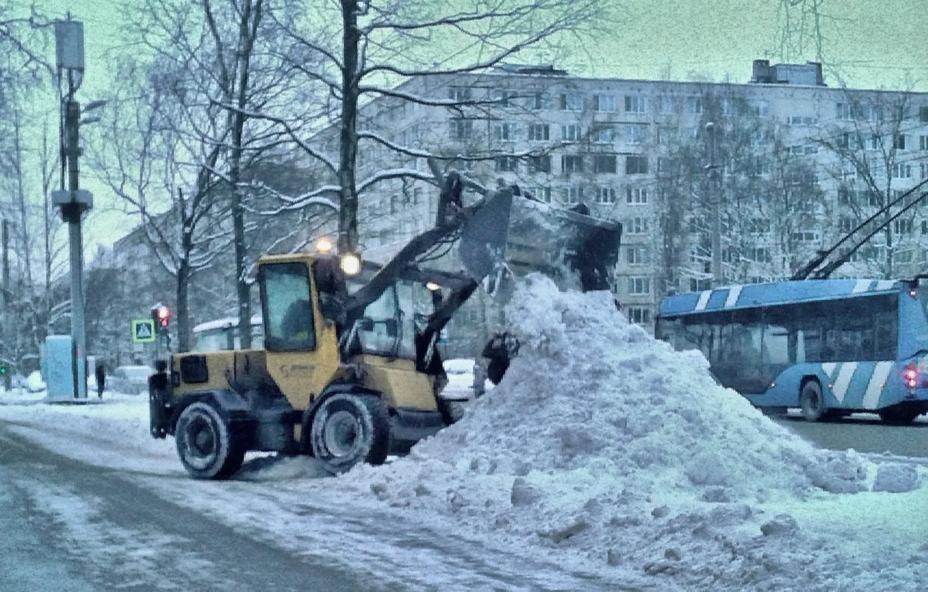 Photo wallpaper winter, special equipment, snow removal, January 2025