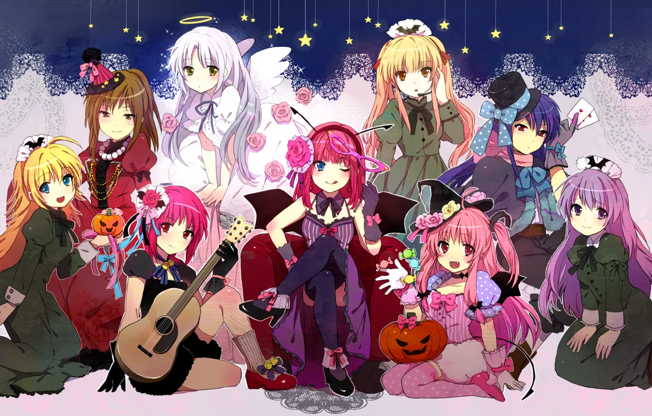 Photo wallpaper Anime, long hair, Kanade Tachibana, Angel Beats, yui, Yusa.girls, Nakamura yuri, Sekine Shiori