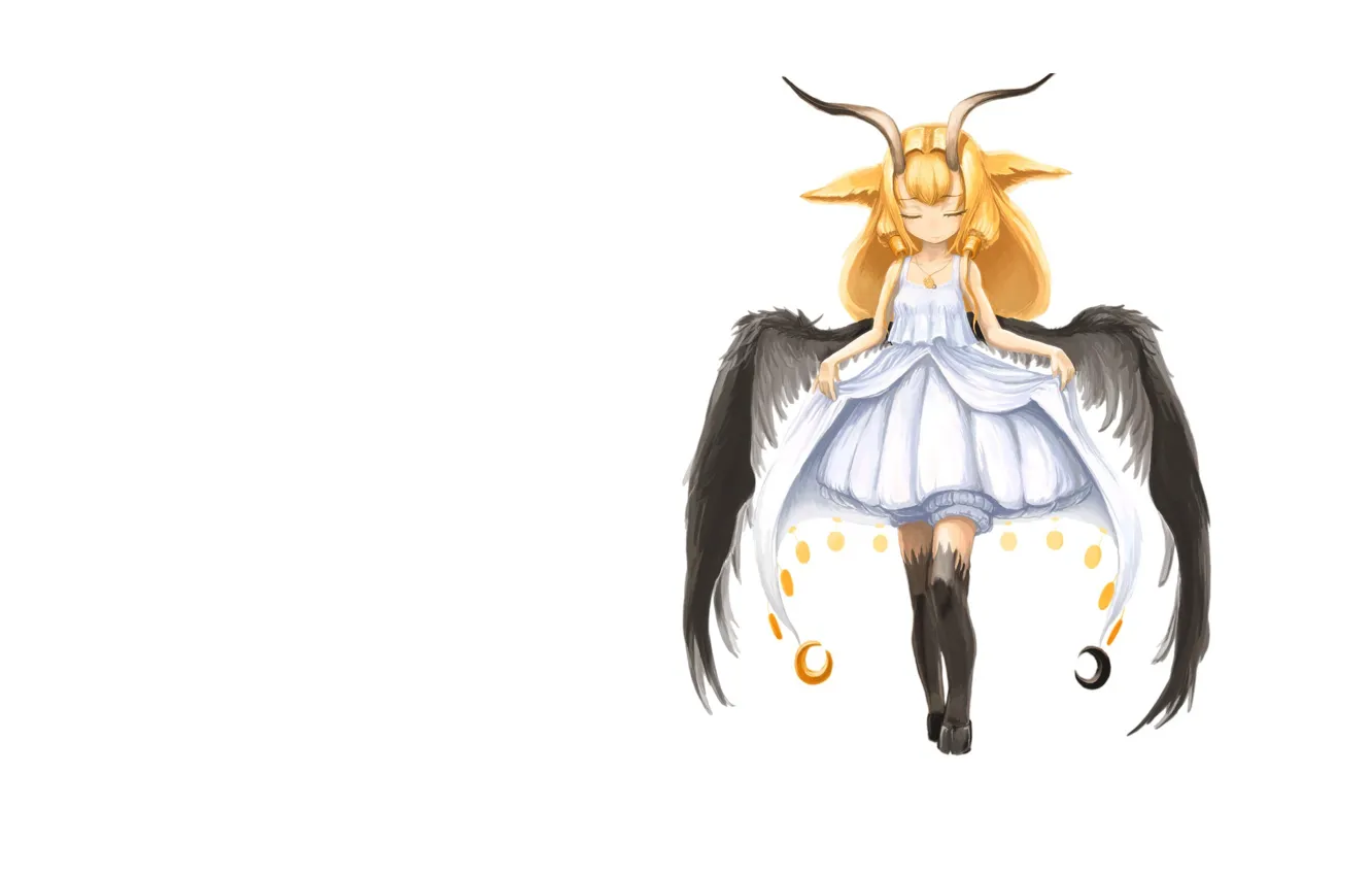 Photo wallpaper wings, anime, the demon, art, girl, horns, hooves