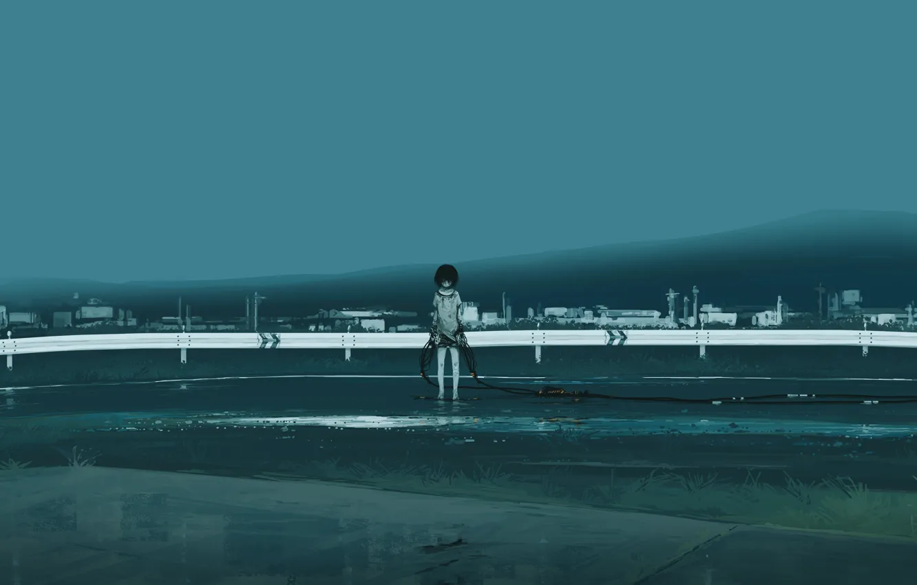 Photo wallpaper sadness, fiction, wire, one, girl, Mechanical hands