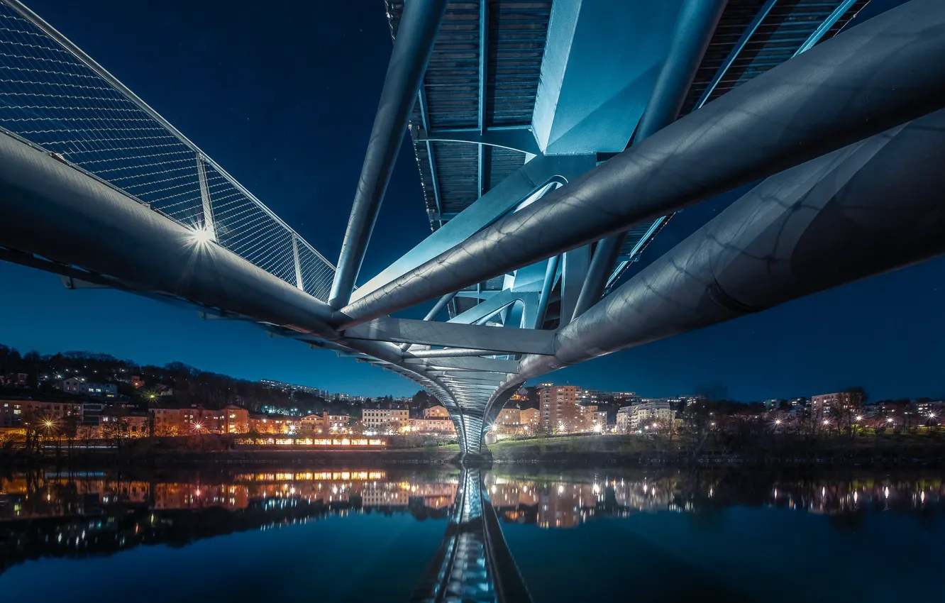 Photo wallpaper lights, France, the evening, Lyon