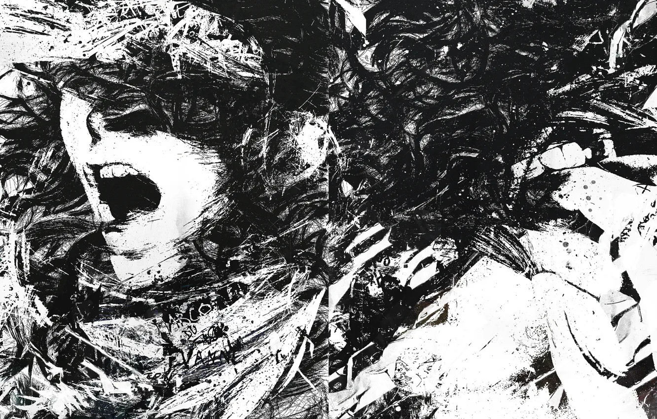 Photo wallpaper face, emotions, hair, graphics, portrait, touch