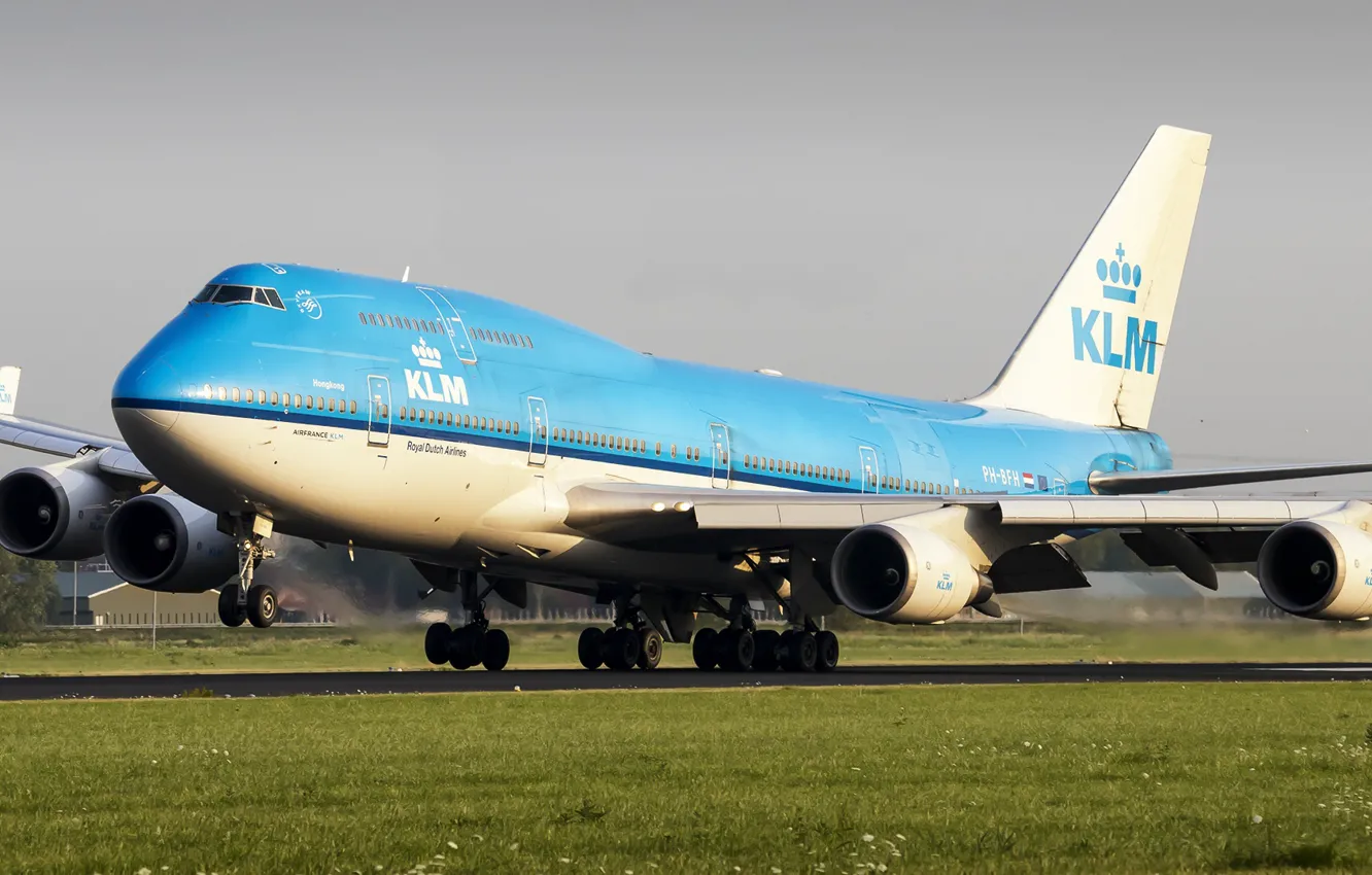 Photo wallpaper The plane, Liner, Boeing, The rise, WFP, Airliner, Chassis, KLM