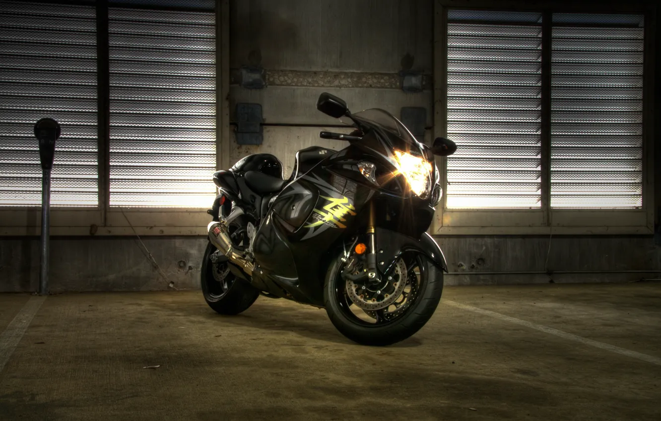 Photo wallpaper black, black, Suzuki, headlights, hayabusa, gsx1300r, suziki, Hayabusa