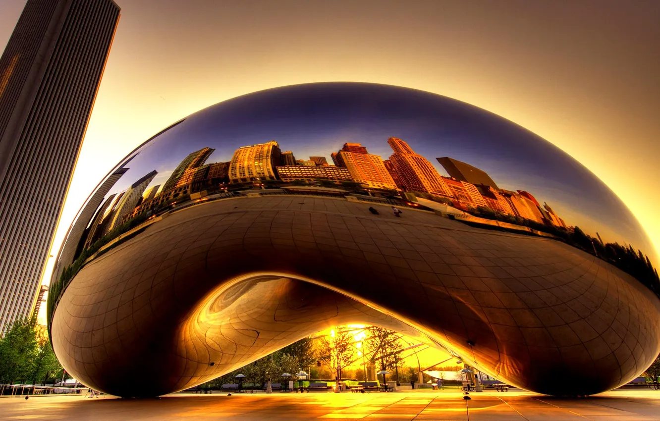 Photo wallpaper Chicago, USA, sculpture, Anish Kapoor, Cloud gate