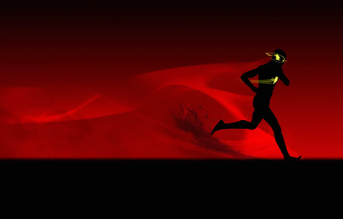 Photo wallpaper night, lights, silhouette, running