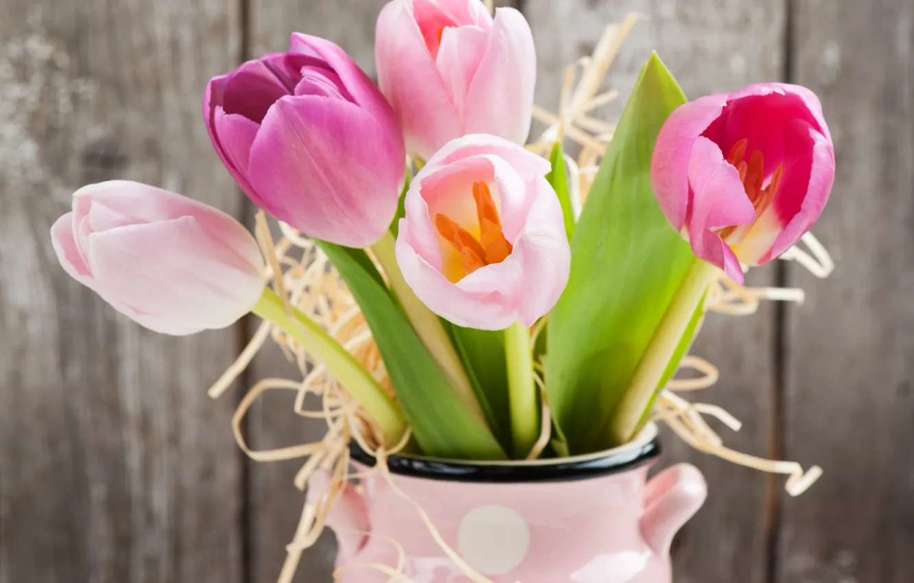 Photo wallpaper bouquet, tulips, love, fresh, pink, flowers, romantic, tulips