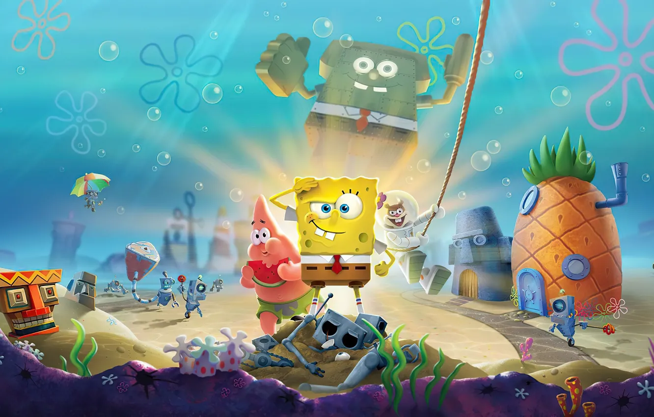 Photo wallpaper the game, the bottom of the sea, Sponge Bob Square Pants, SpongeBob SquarePants: Battle for …