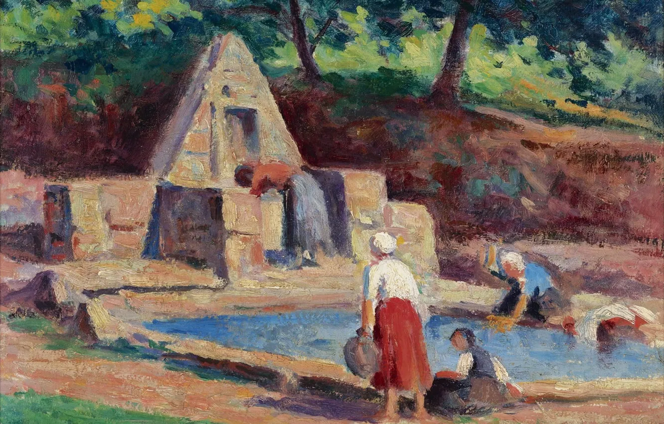 Photo wallpaper picture, genre, Maximilien Luce, Maximilien Luce, 1914-15, CarMaster. Laundress