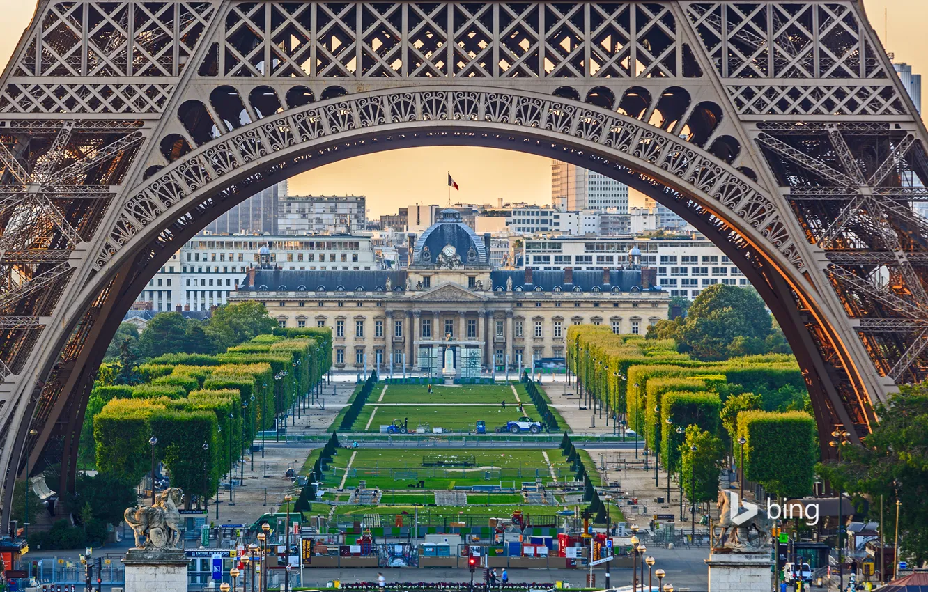 Photo wallpaper trees, France, Paris, Eiffel tower
