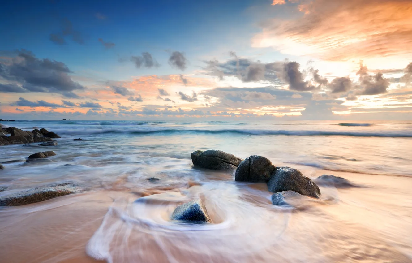Photo wallpaper sand, sea, beach, summer, the sky, sunset, shore, summer