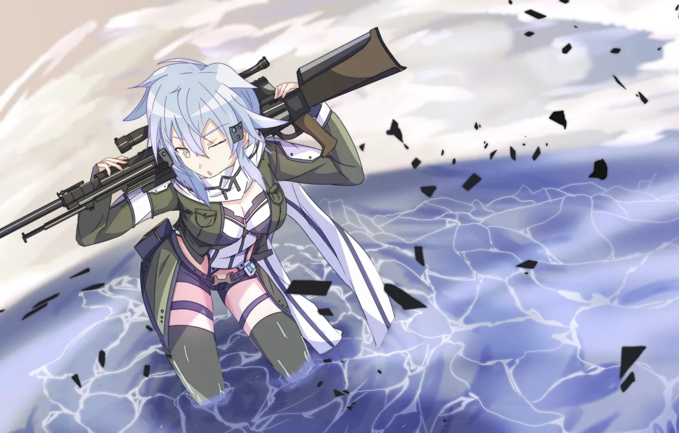 Photo wallpaper girl, weapons, sword art online, sword art online, sinon