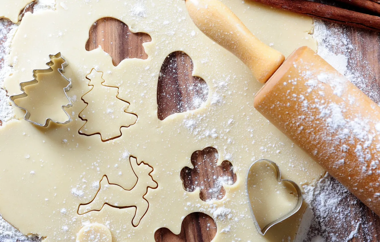 Photo wallpaper New Year, cookies, Christmas, Happy New Year, dessert, cakes, Merry Christmas, the dough