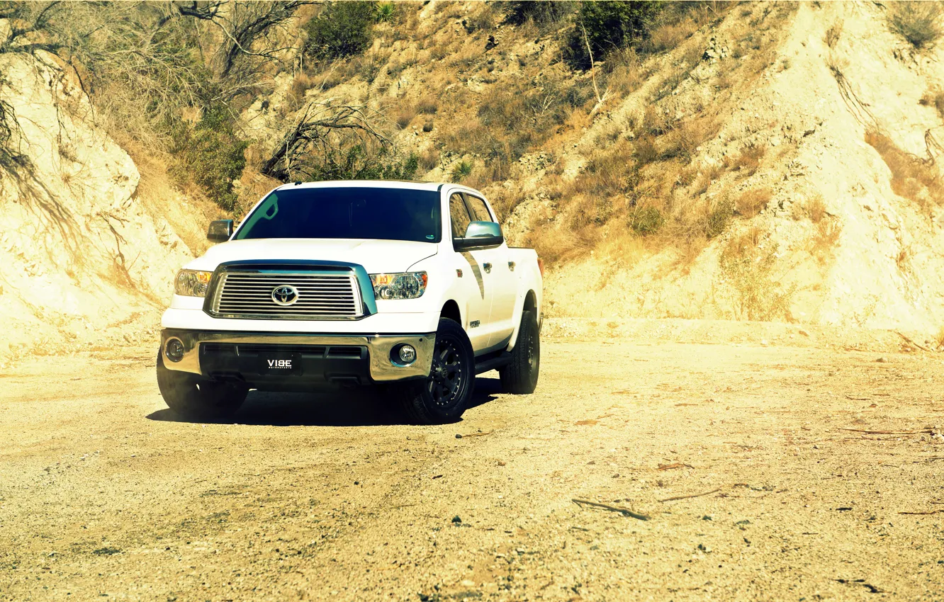 Wallpaper desert, white, pickup, toyota, front, Toyota, tundra images ...