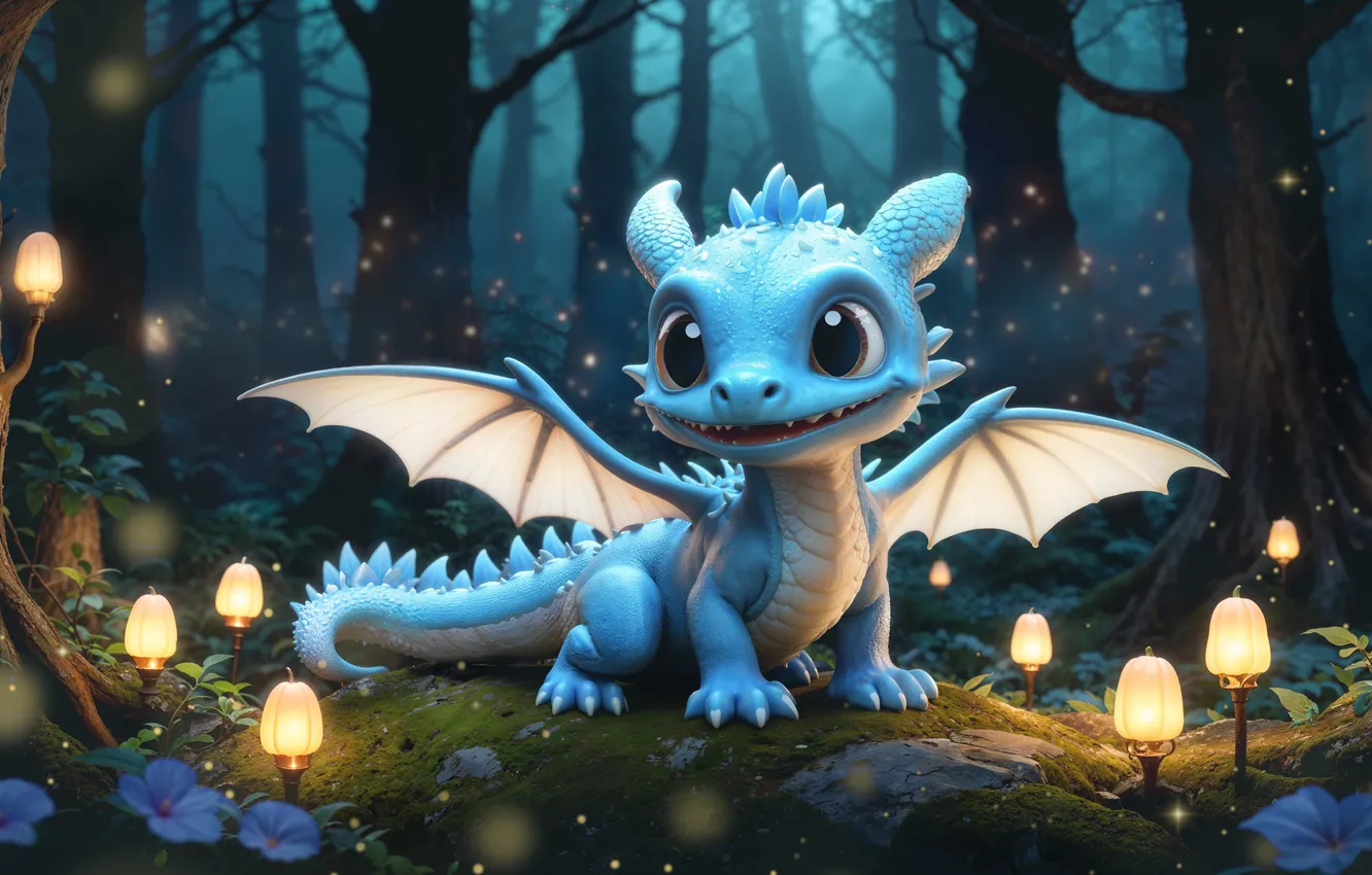 Photo wallpaper look, pose, dragon, fantasy, cub, face, dragon, cartoon