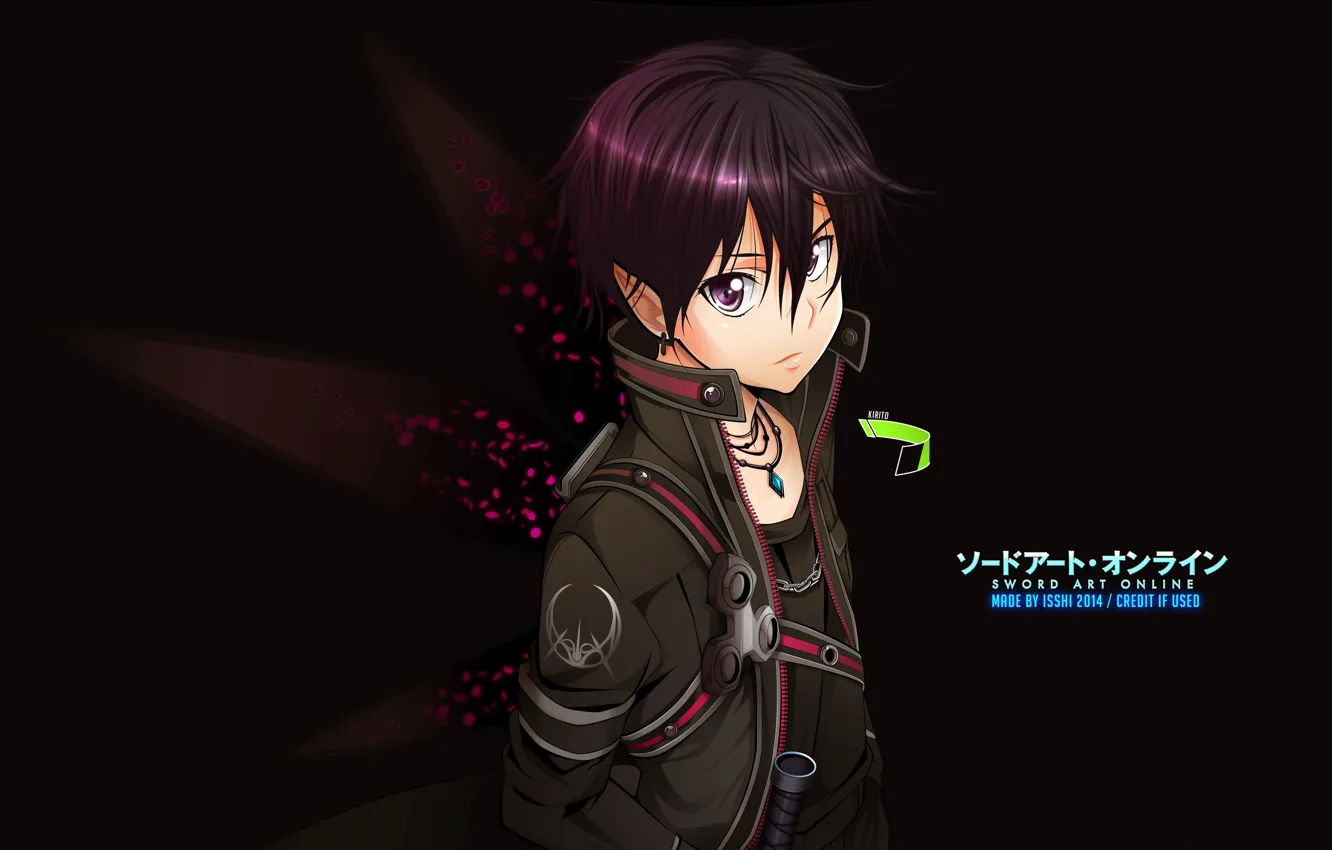 Photo wallpaper anime, art, black background, Sword art online, Sword Art Online, Kirito