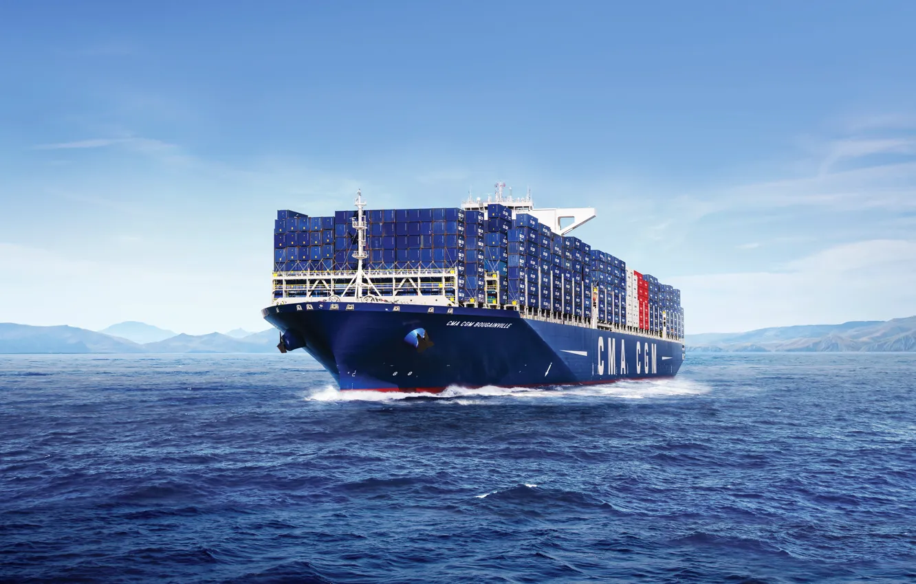 Photo wallpaper sea, the ocean, The ship, A container ship, Tank, CMA CGM, Vessel, Container Ship