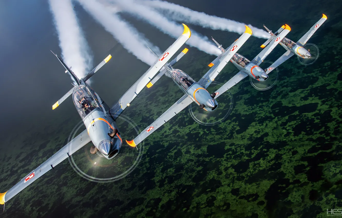 Photo wallpaper Smoke, Stroy, Polish air force, Training aircraft, Link, PZL-130 Orlik, HESJA Air-Art Photography