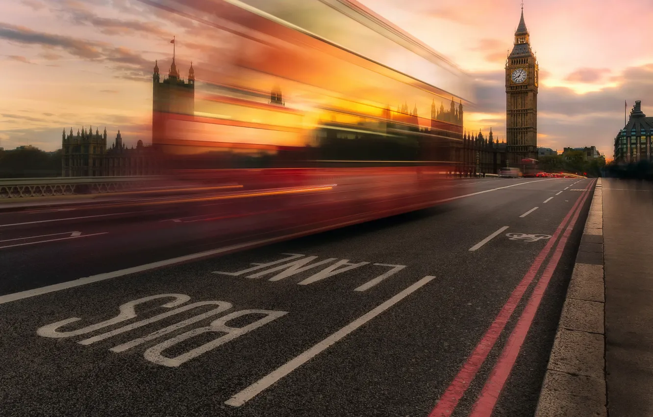 Photo wallpaper the city, lights, street, London, excerpt