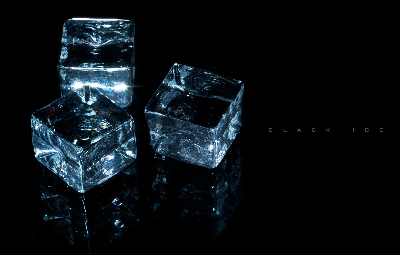Photo wallpaper ice, transparency, light, reflection, background, cubes, three, sparkles.