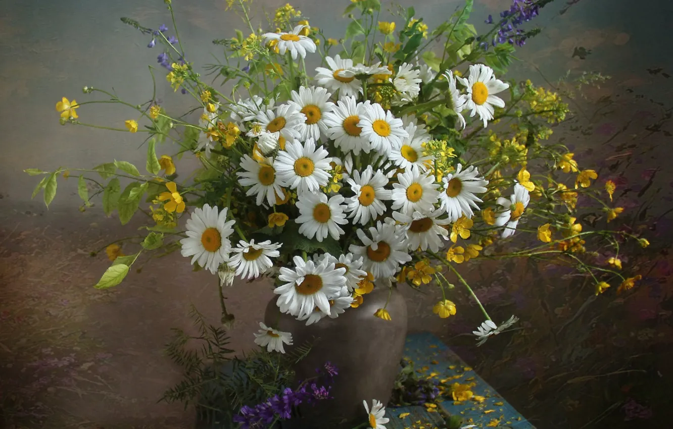 Photo wallpaper summer, chamomile, bouquet
