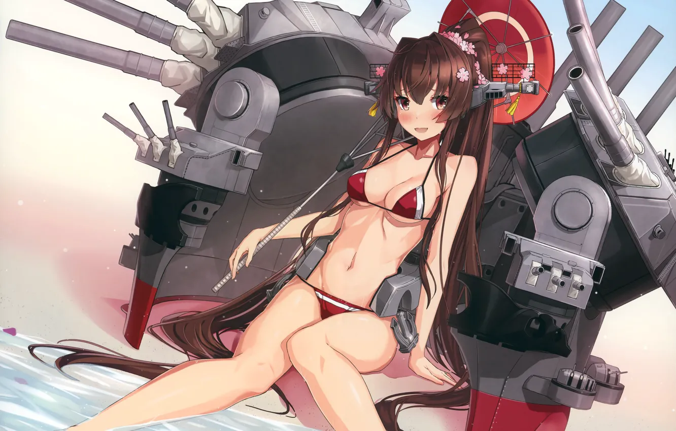 Photo wallpaper Girl, Kantai Collection, yamato, takanashi kei (hitsujikan)