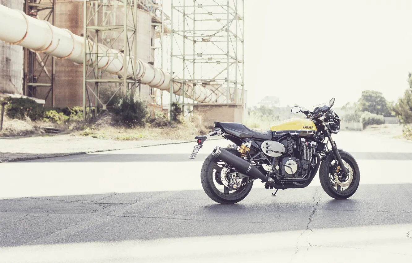 Photo wallpaper Yamaha, moto, style, yellow, industrial, sport classic, Racer, 2016