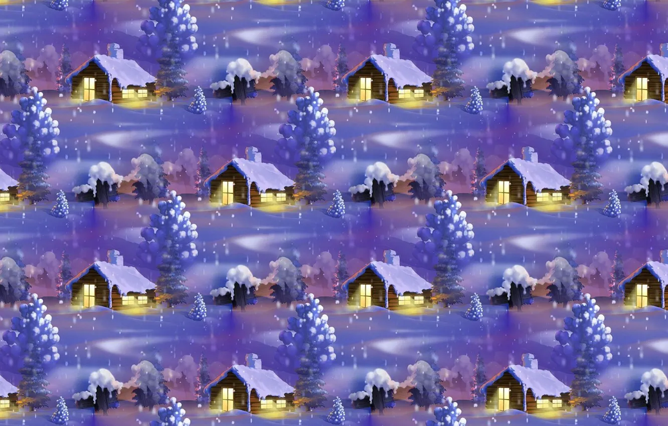 Photo wallpaper winter, snow, art, house, tree