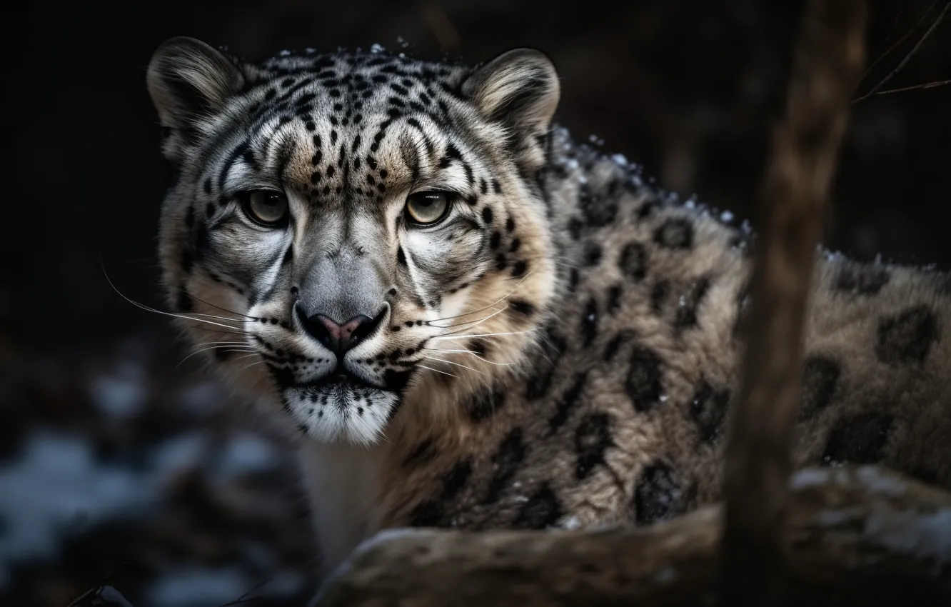 Photo wallpaper Look, Eyes, Face, Predator, Digital art, Big cat, IRBIS, Bars
