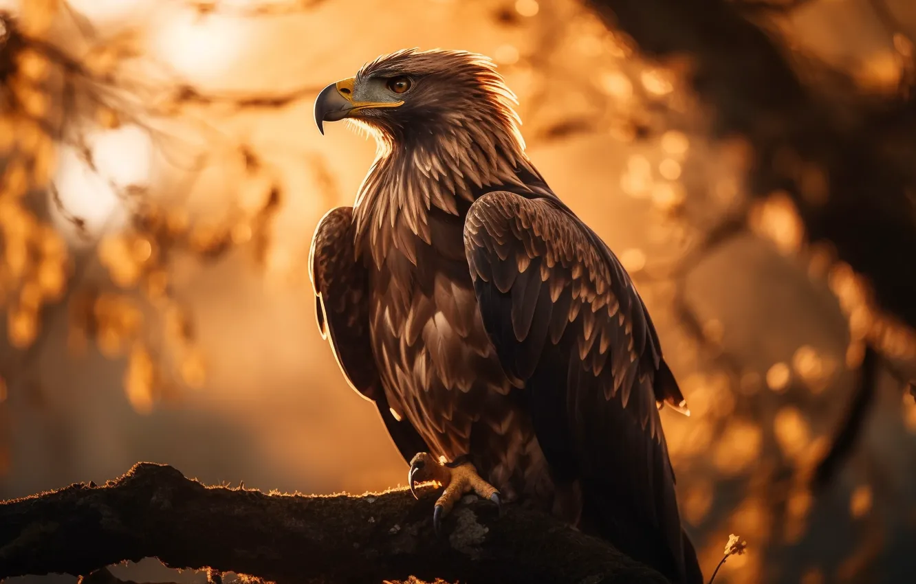 Photo wallpaper dawn, eagle, predator, Eagle, digital art, bird of prey, AI art, The Art of Artificial …