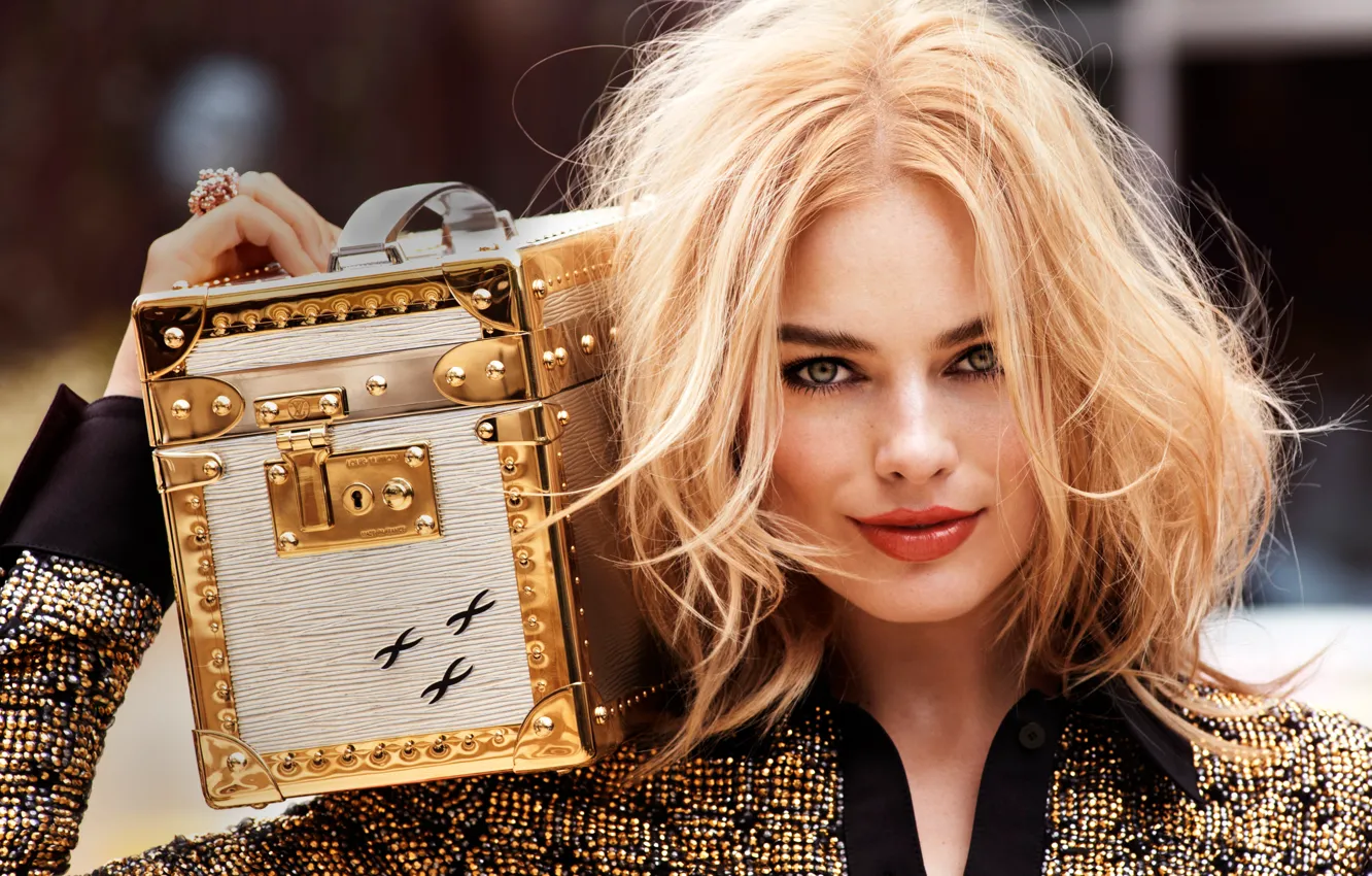 Photo wallpaper look, girl, smile, actress, blonde, beauty, hot, chest