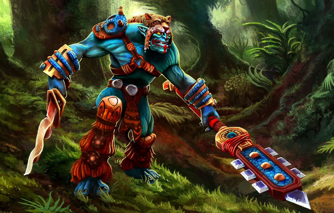 Photo wallpaper forest, jungle, spear, dota, Troll, Huskar