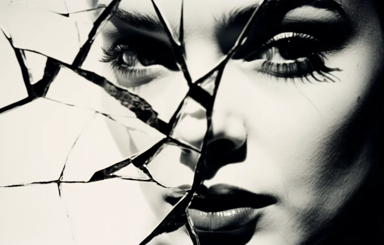 Photo wallpaper eyes, look, girl, light, close-up, fragments, cracked, eyelashes