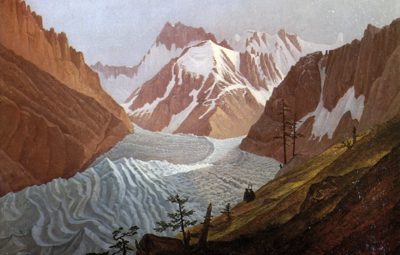 Photo wallpaper snow, Carl Gustav Carus, Meblarskie mountain range, 1825
