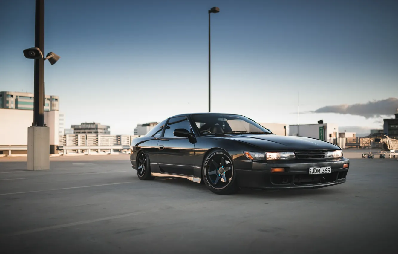 Photo wallpaper Japan, Silvia, Nissan, black, Front, tuning, s13, Turbo