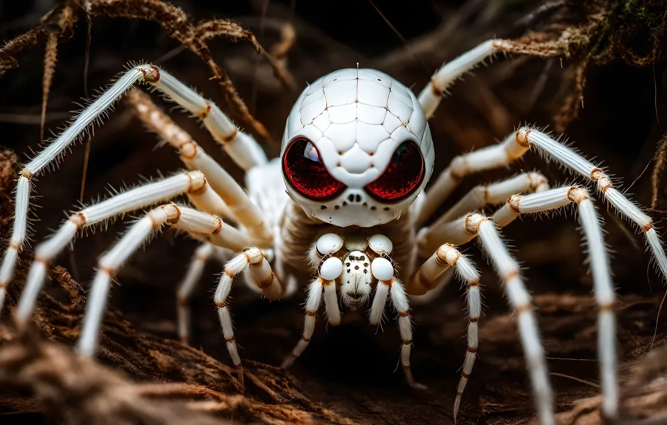 Photo wallpaper look, spider, horror