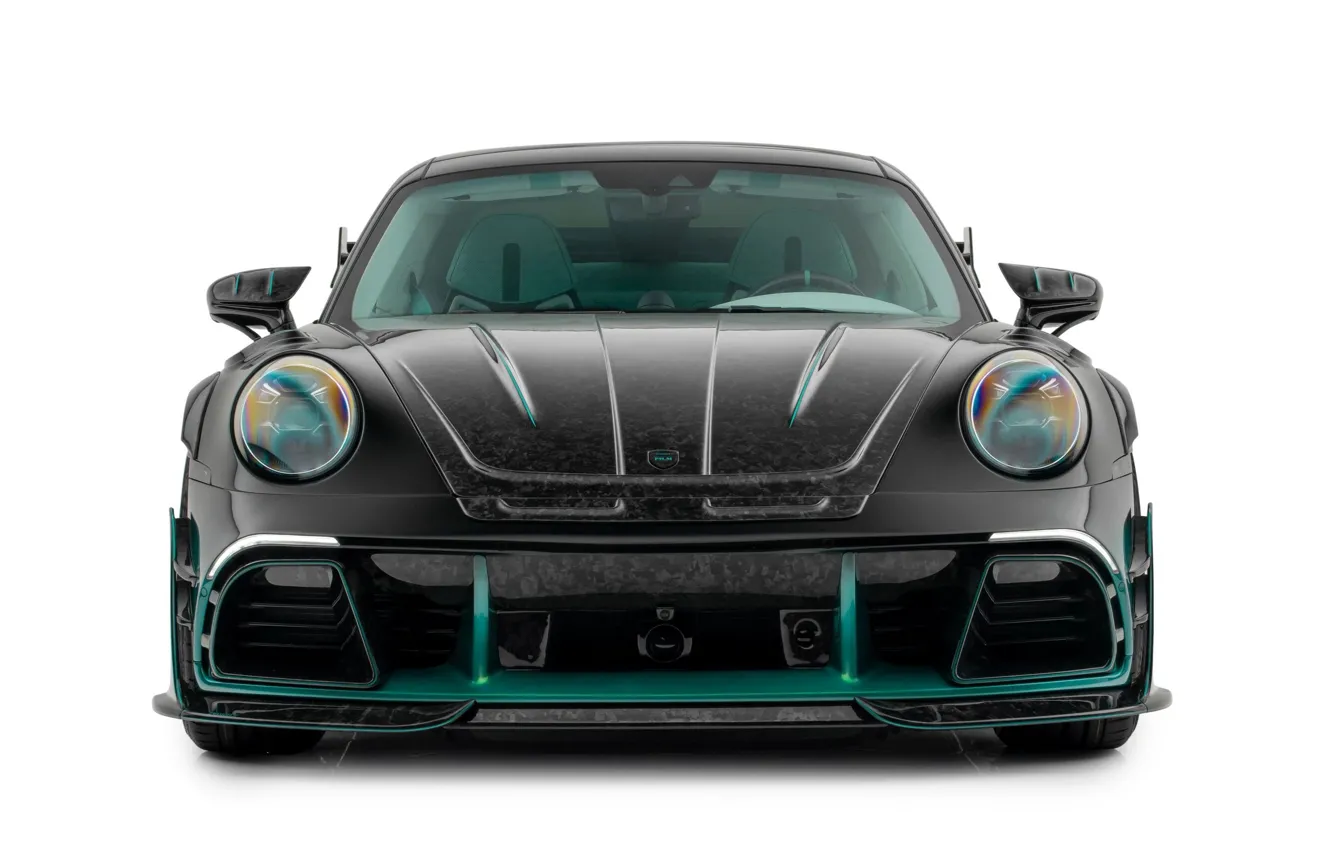 Photo wallpaper design, tuning, Porsche, power, white background, front view, design, tuning
