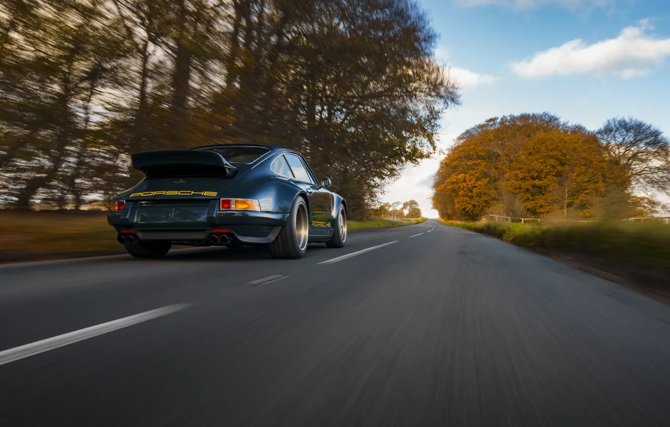 Photo wallpaper car, 911, Porsche, road, 964, speed, rear view, Theon Design Porsche 911
