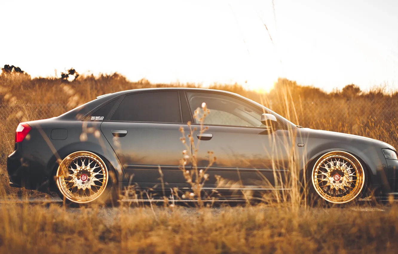 Photo wallpaper grass, Audi, Audi, sedan