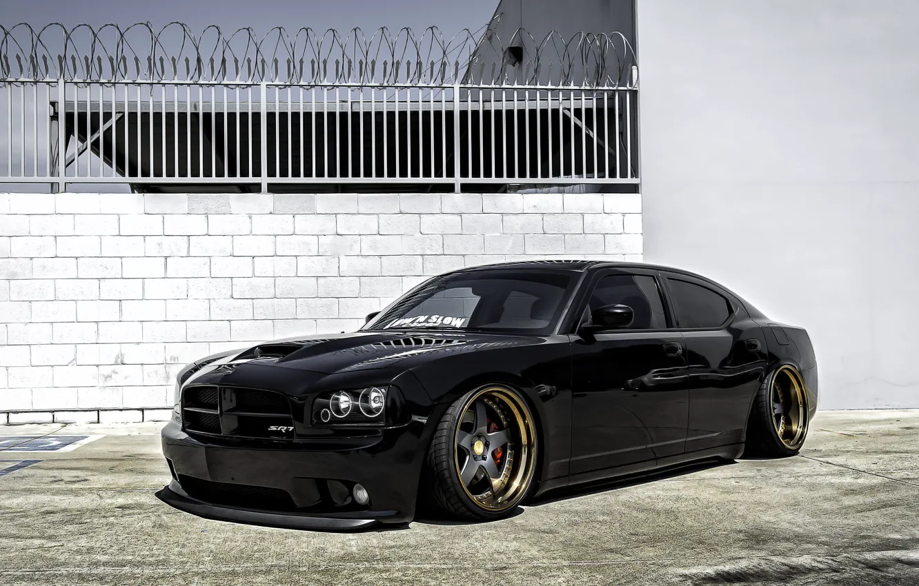Photo wallpaper black, tuning, black, Dodge, dodge, charger, the charger