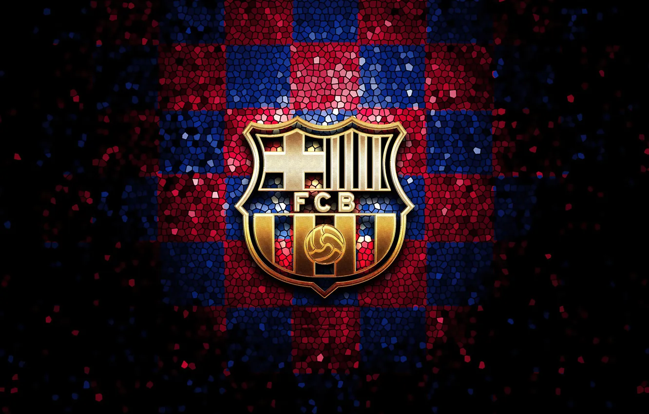 Photo wallpaper logo, mosaic, FCB, FC Barcelona, sports, Dark Aesthetic