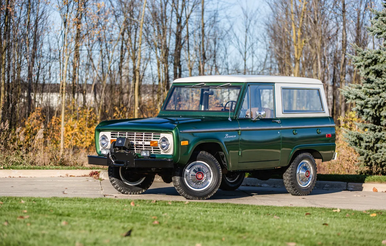 Photo wallpaper Ford, Wagon, 1974, Bronco, winch