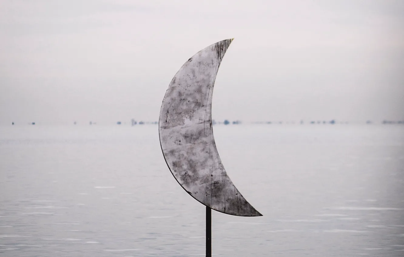 Photo wallpaper water, minimalism, horizon, sculpture, Crescent