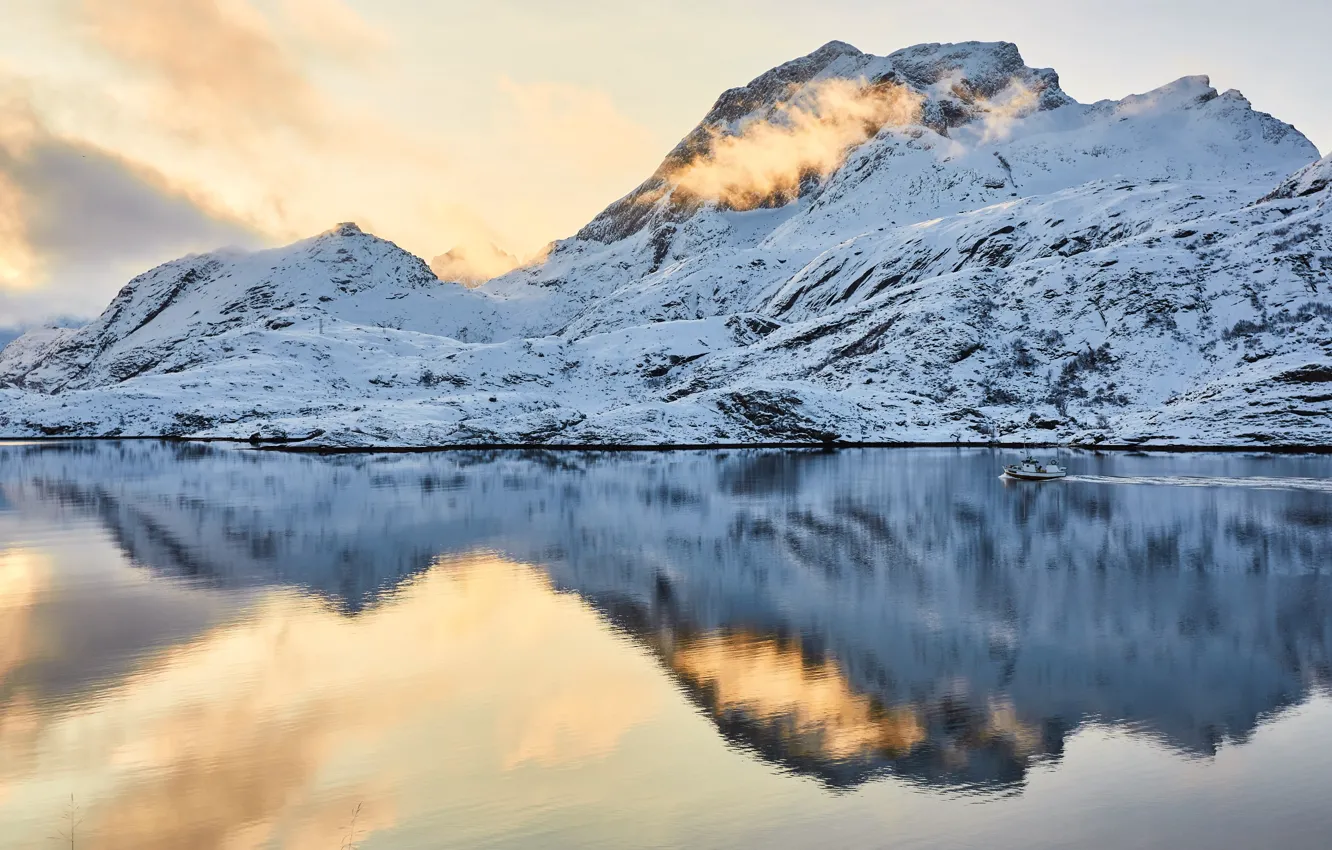 Photo wallpaper mountain, snow, North