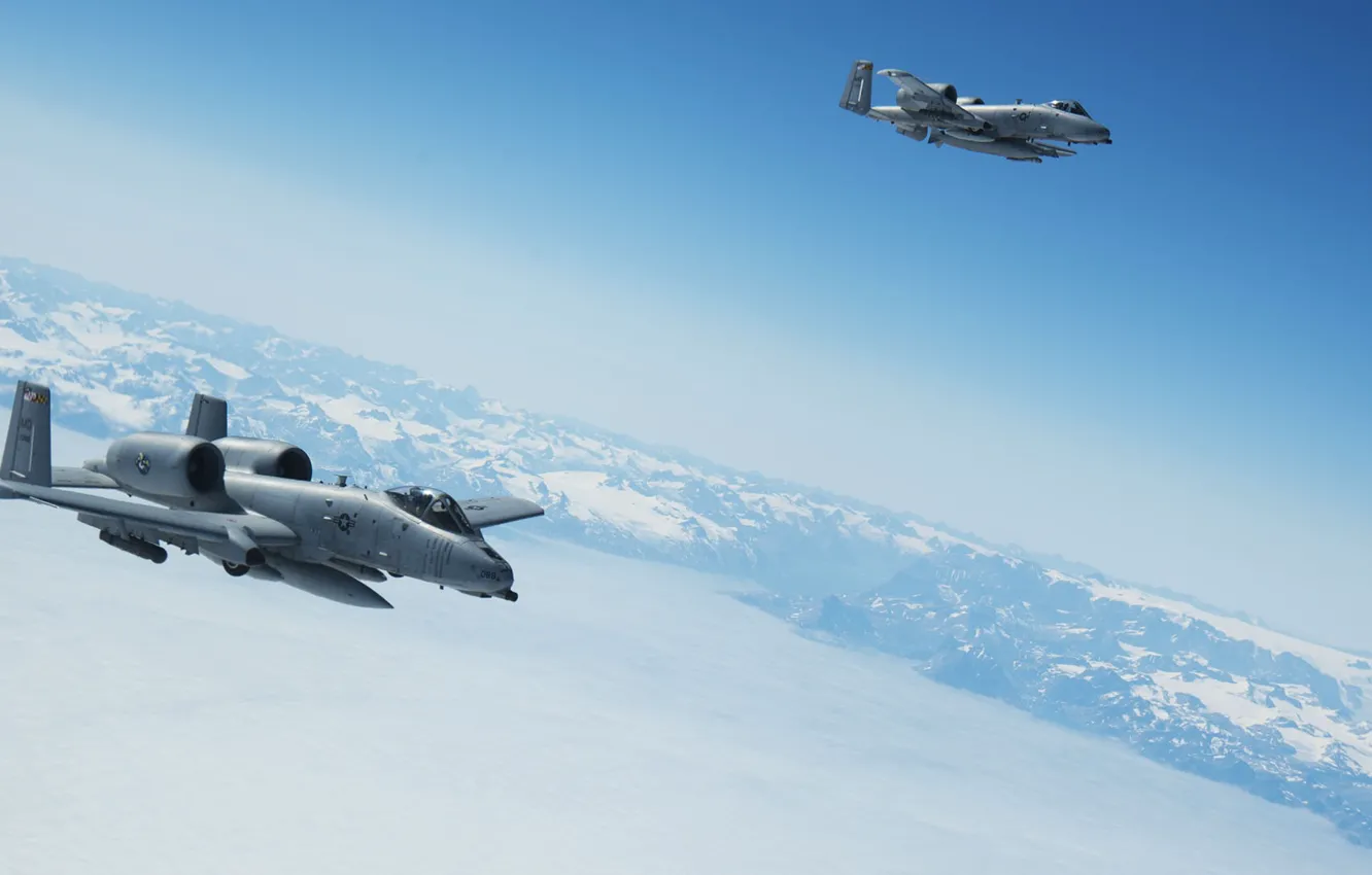 Photo wallpaper attack, UNITED STATES AIR FORCE, Thunderbolt II, Fairchild Republic, A-10C, Warthog, American single twin-engine, the …