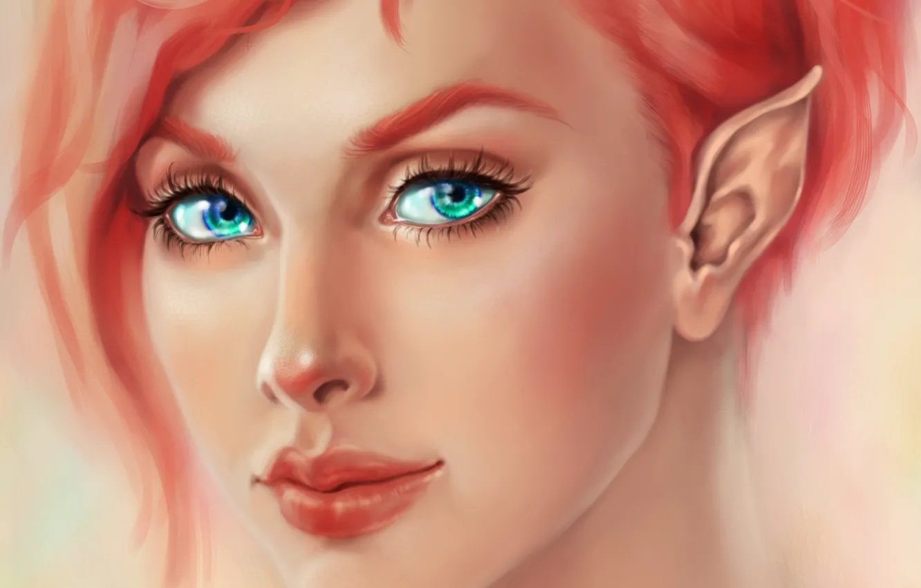 Photo wallpaper look, face, eyelashes, elf, art, elf, ears