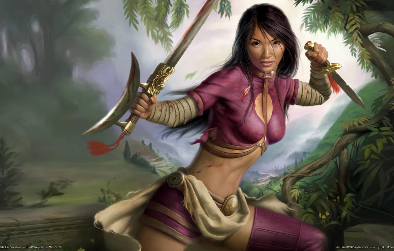 Photo wallpaper girl, warrior, Action, beauty, rpg, 2007, bioware, Jade Empire